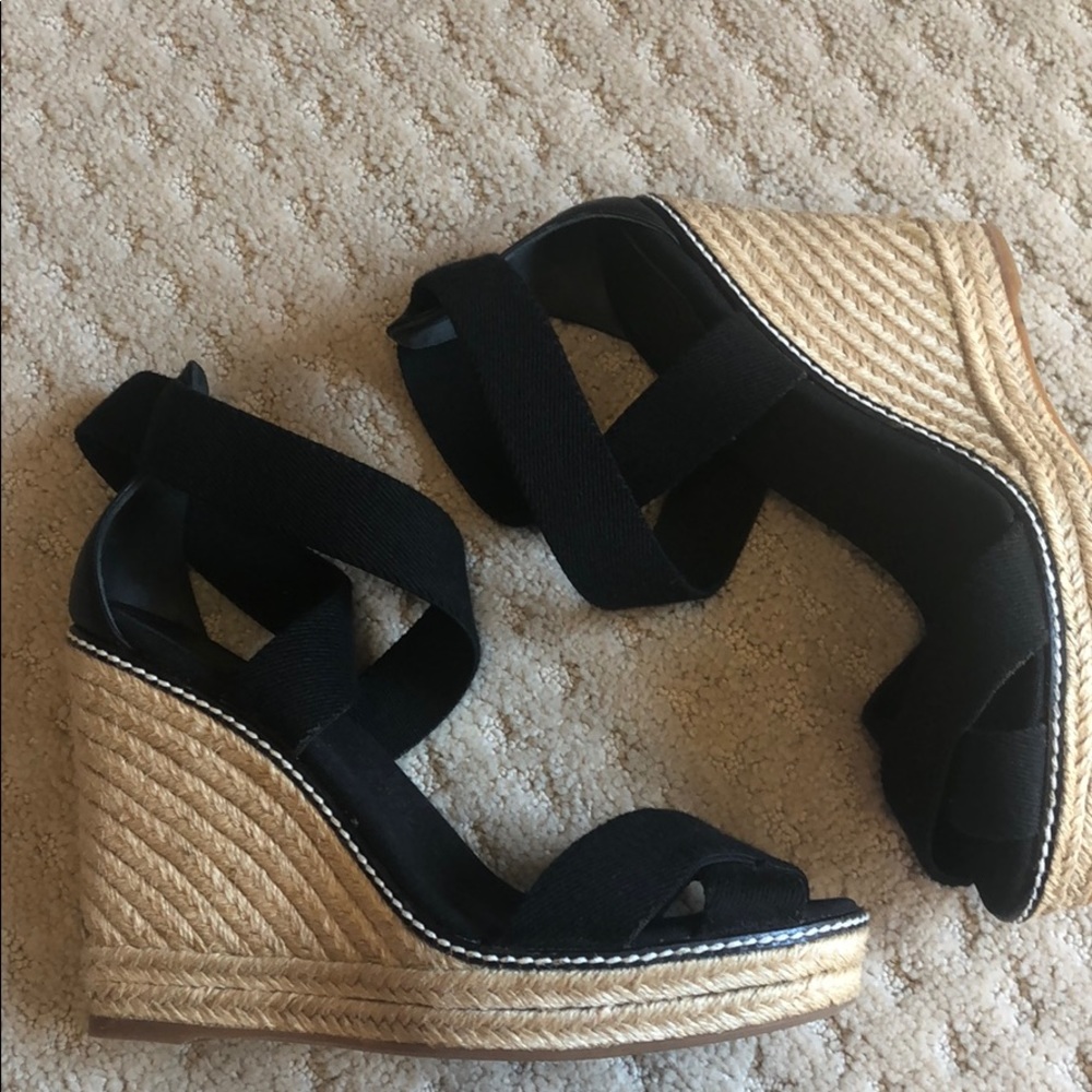 Tory Burch Black 4” Heel Wedges